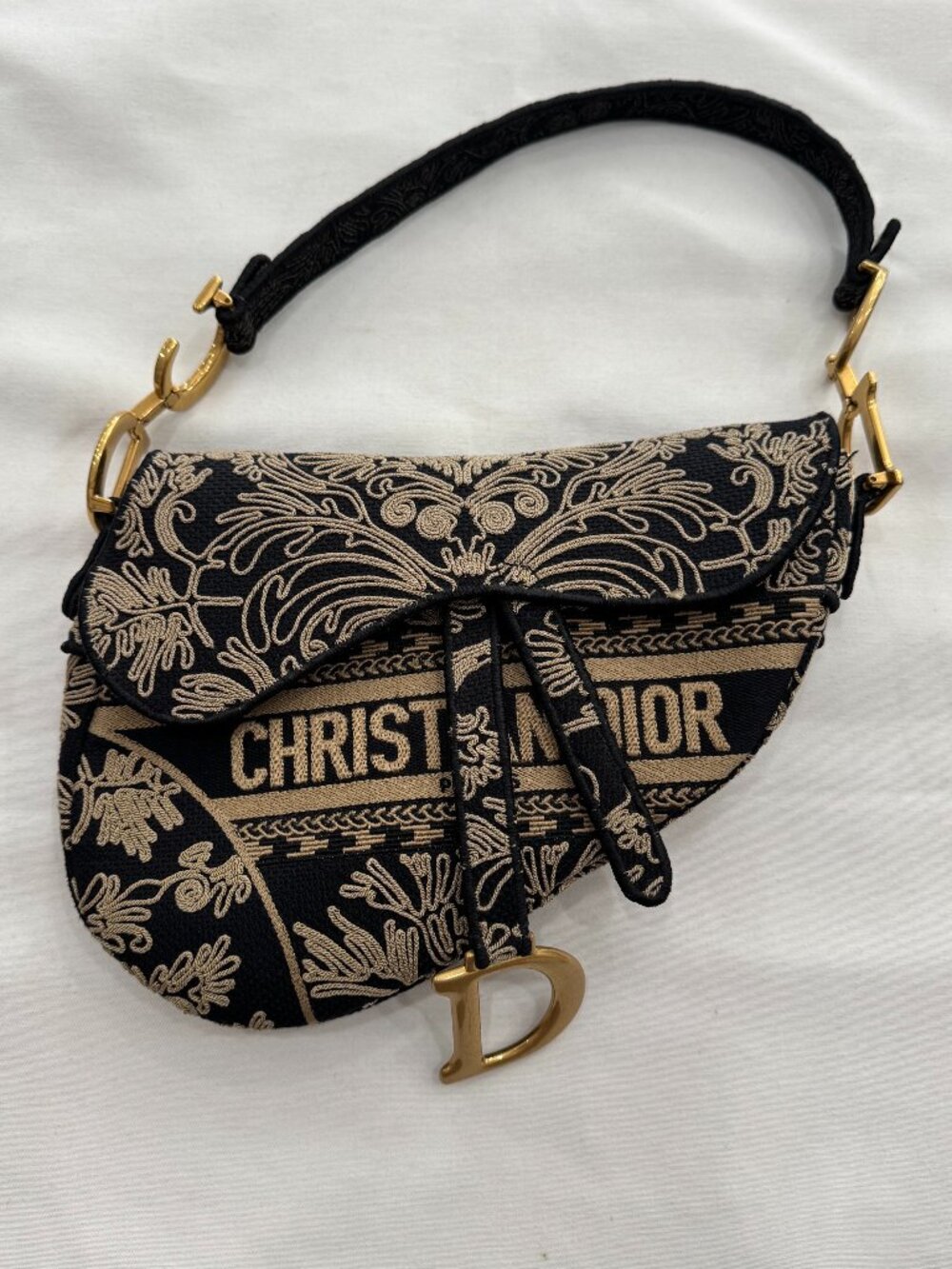 Dior Saddle Bag Oblique Oriental Embroidery Leather Handbag